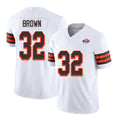 Cleveland #32 Brown Player Football V Neck Short Sleeve Jersey White Jim For Men Youth Women Gift