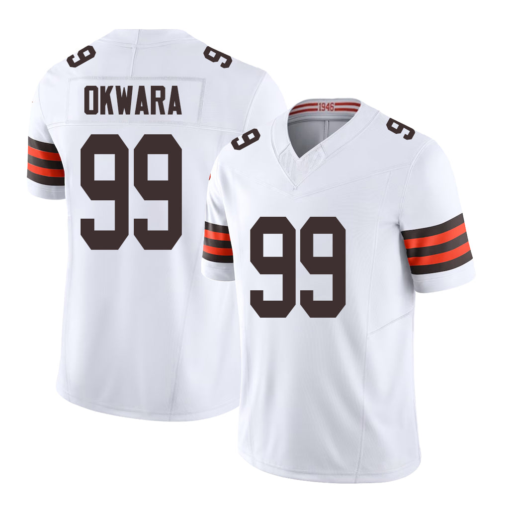 Cleveland #99 Okwara Player Football V Neck Short Sleeve White Jersey Julian For Men Youth Women Gift