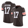 Cleveland #17 Jefferson Player Football V Neck Short Sleeve Brown Jersey Justin For Men Youth Women Gift