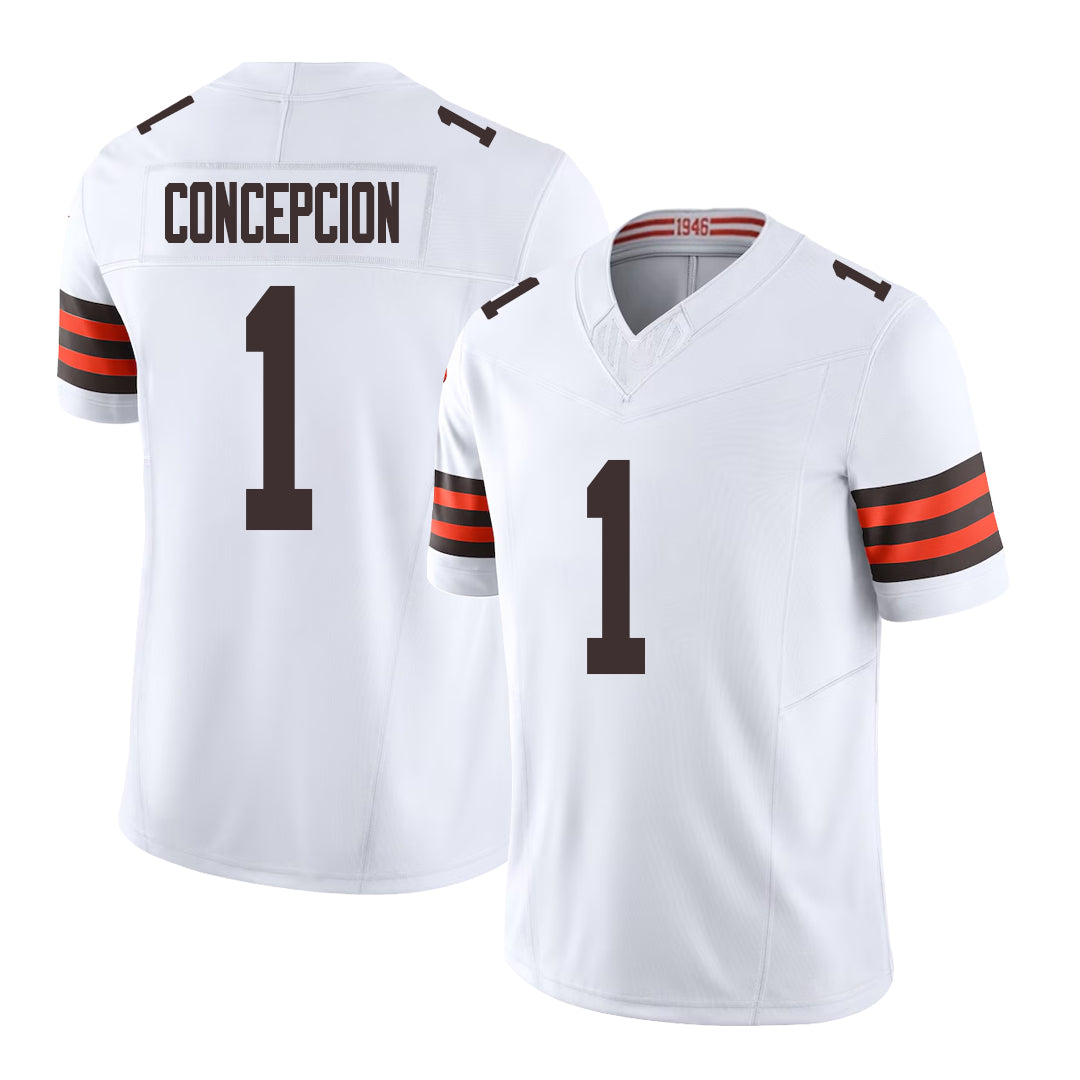 Cleveland #1 Concepcion Player Football V Neck Short Sleeve White Jersey KC For Men Youth Women Gift