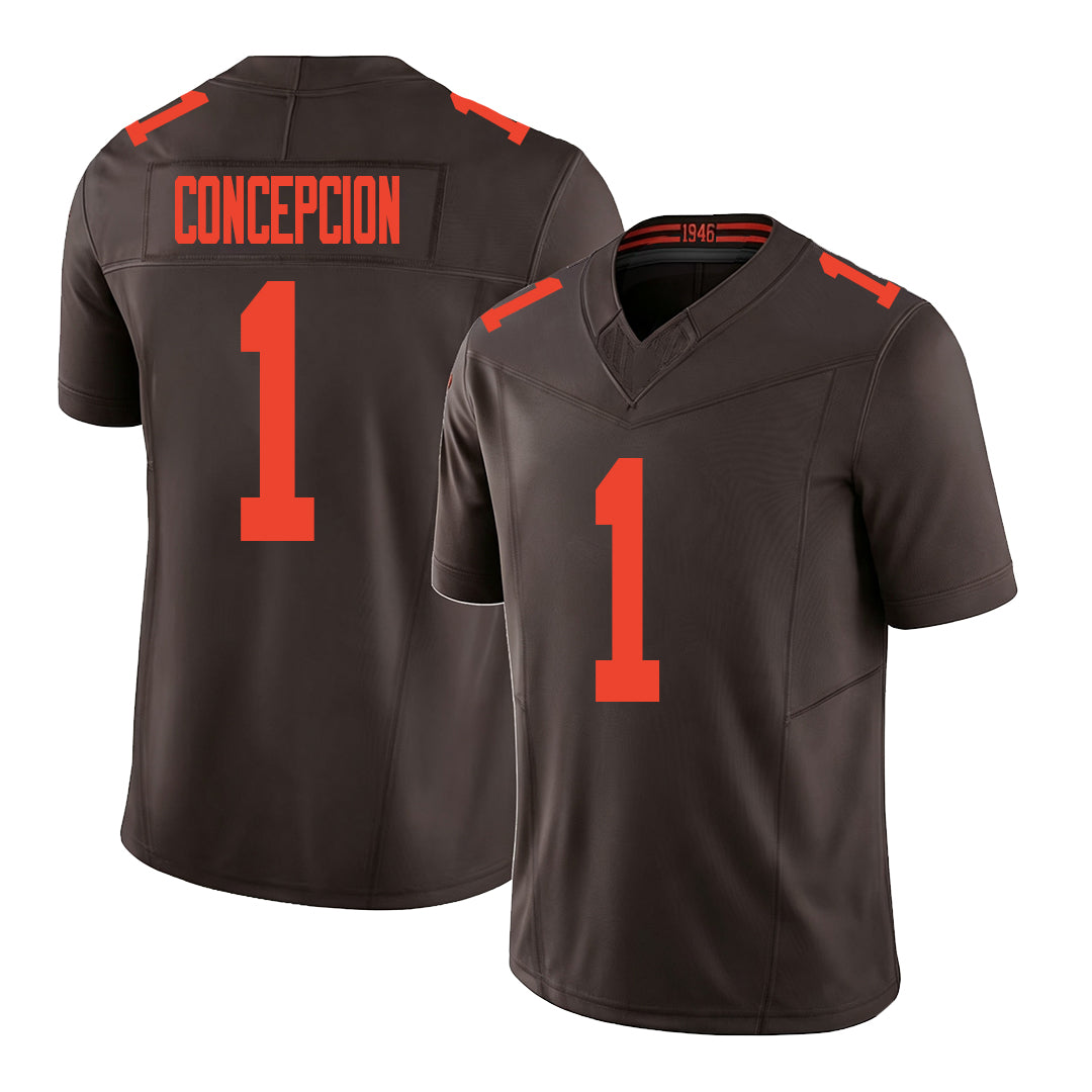 Cleveland #1 Concepcion Player Football V Neck Short Sleeve Brown Jersey KC For Men Youth Women Gift