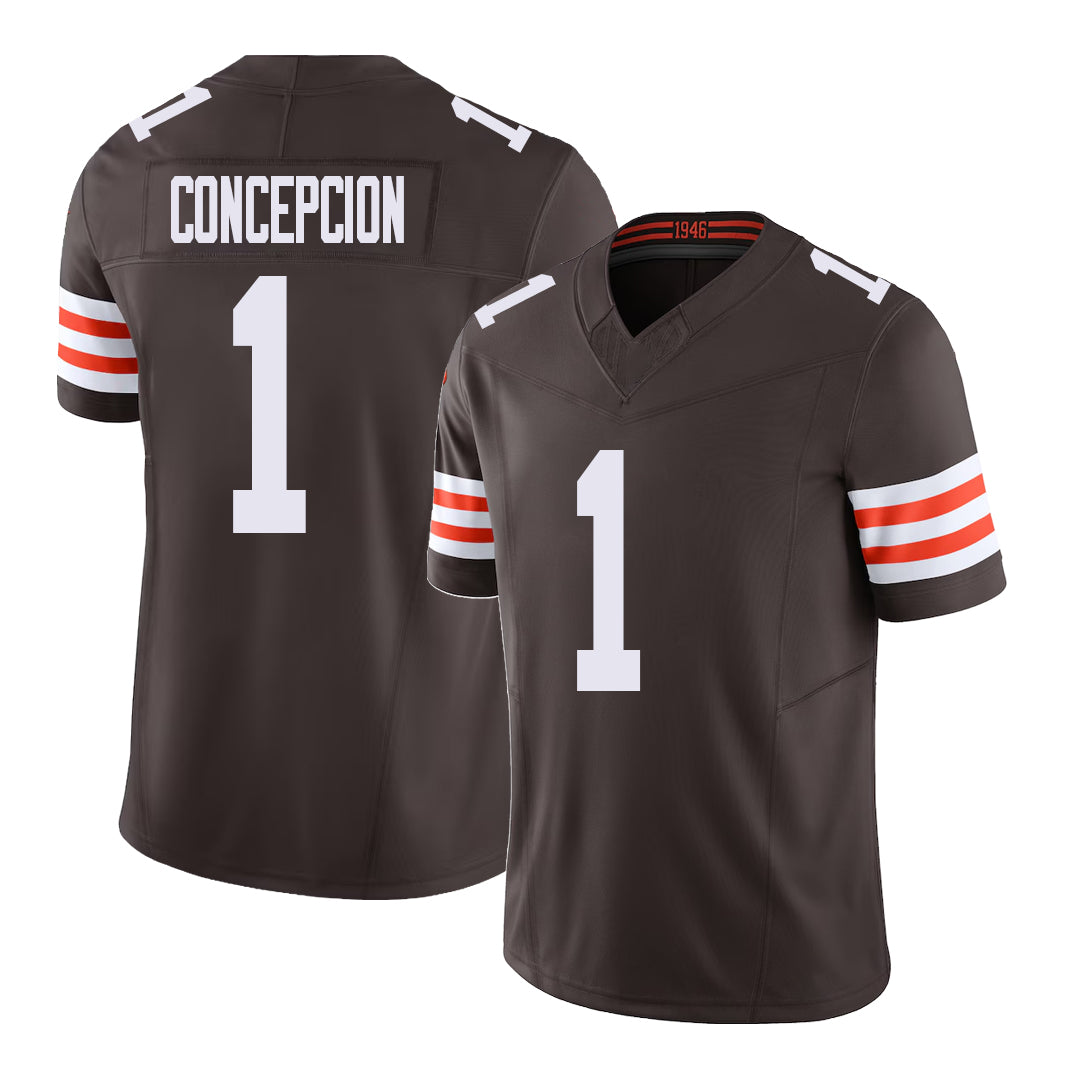 Cleveland #1 Concepcion Player Football V Neck Short Sleeve Brown Jersey KC For Men Youth Women Gift