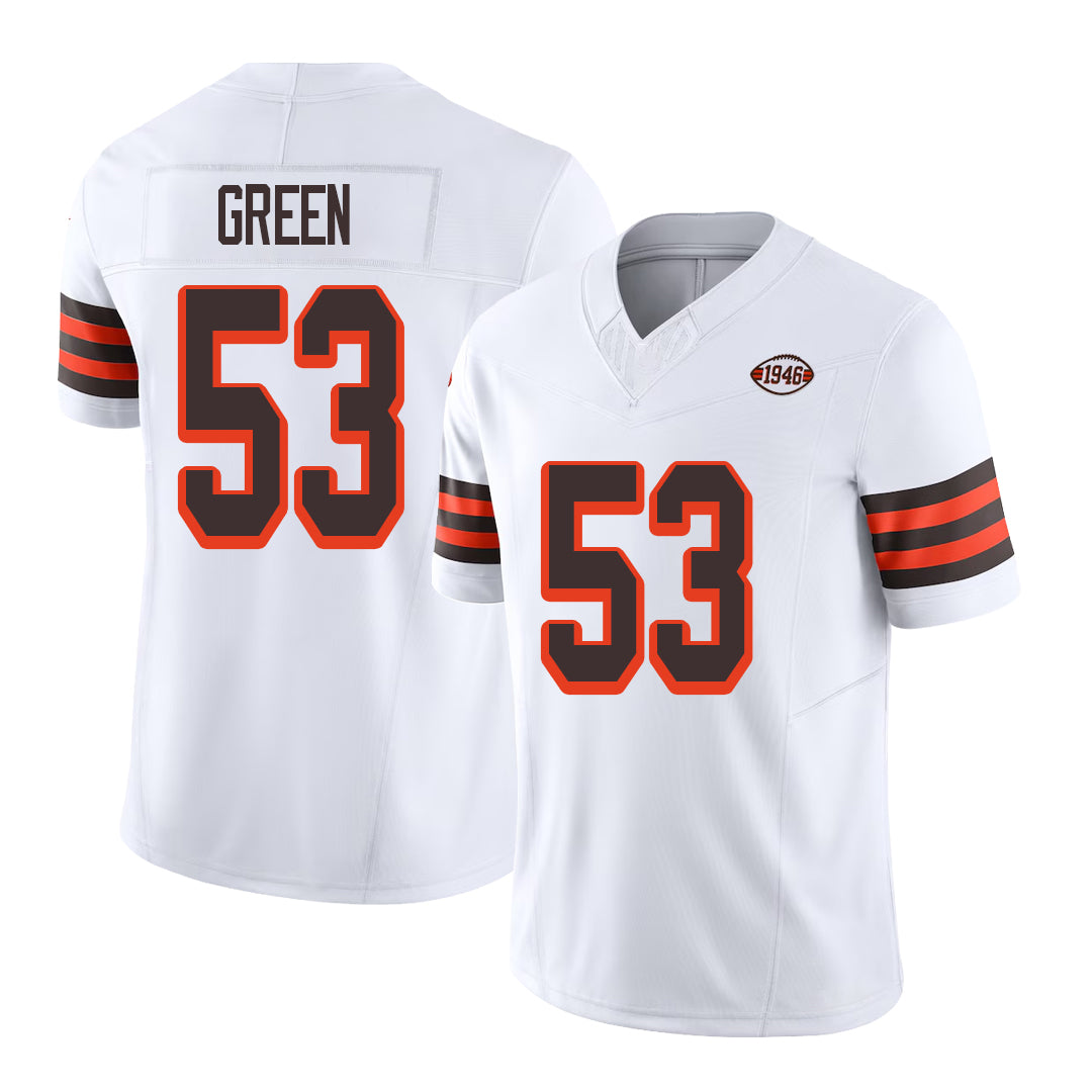Cleveland #53 Green Player Football V Neck Short Sleeve Jersey White Kendrick For Men Youth Women Gift