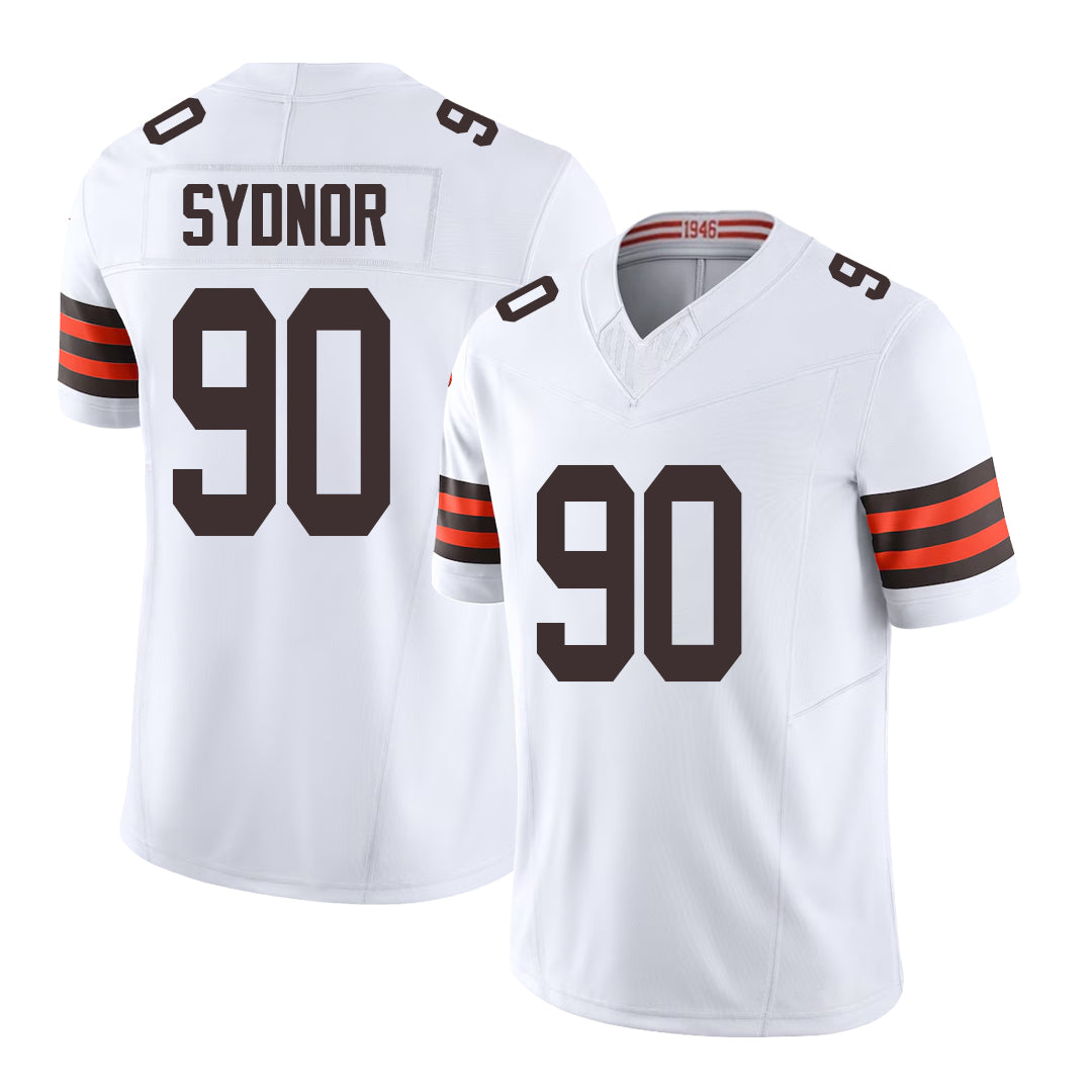 Cleveland #90 Sydnor Player Football V Neck Short Sleeve White Jersey Khordae For Men Youth Women Gift
