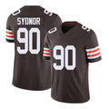 Cleveland #90 Sydnor Player Football V Neck Short Sleeve Brown Jersey Khordae For Men Youth Women Gift