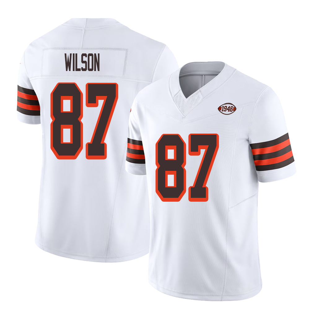 Cleveland #87 Wilson Player Football V Neck Short Sleeve Jersey White Kole For Men Youth Women Gift