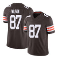 Cleveland #87 Wilson Player Football V Neck Short Sleeve Brown Jersey Kole For Men Youth Women Gift