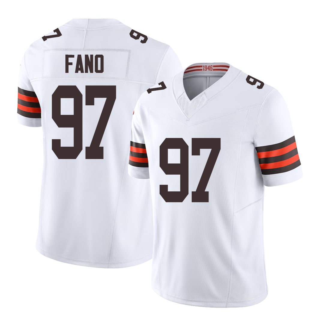 Cleveland #97 Fano Player Football V Neck Short Sleeve White Jersey Logan For Men Youth Women Gift