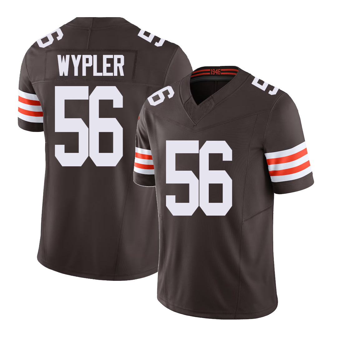 Cleveland #56 Wypler Player Football V Neck Short Sleeve Brown Jersey Luke For Men Youth Women Gift