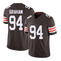 Cleveland #94 Graham Player Football V Neck Short Sleeve Brown Jersey Mason For Men Youth Women Gift