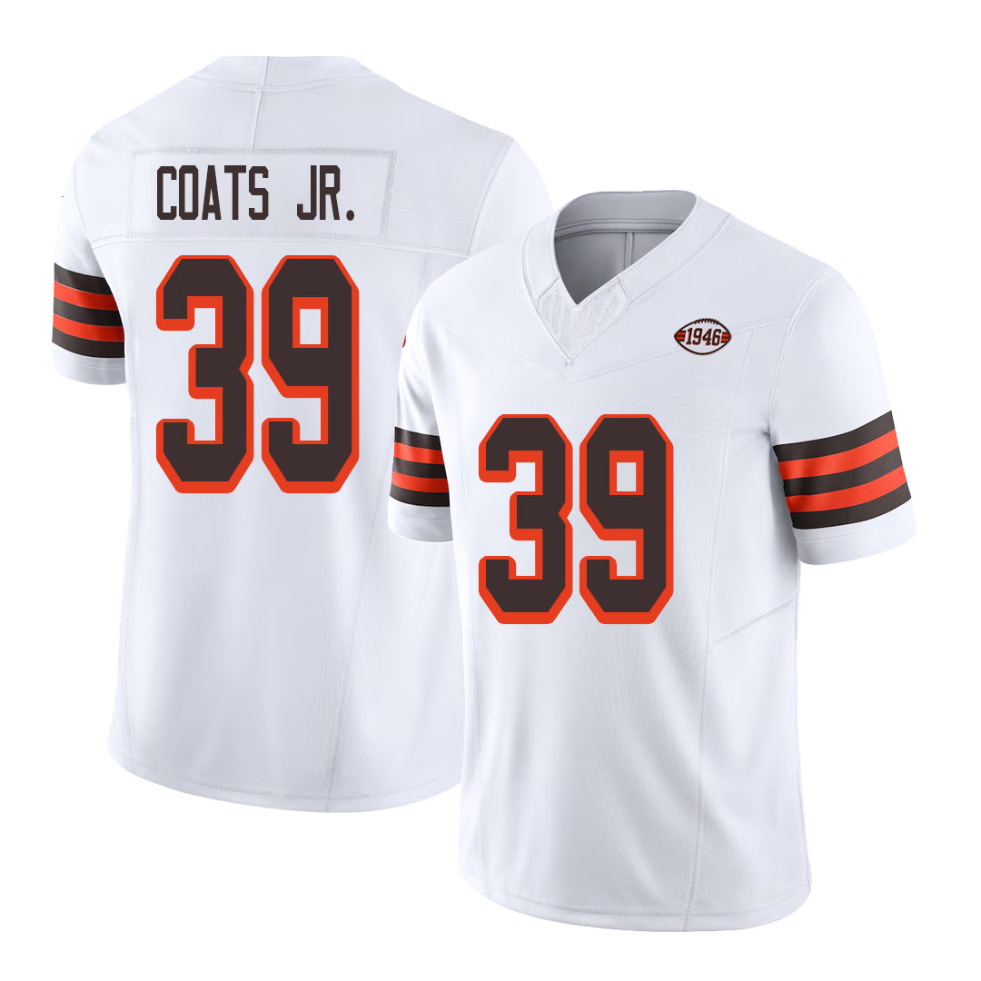 Cleveland #39 Coats Jr. Player Football V Neck Short Sleeve Jersey White Michael For Men Youth Women Gift