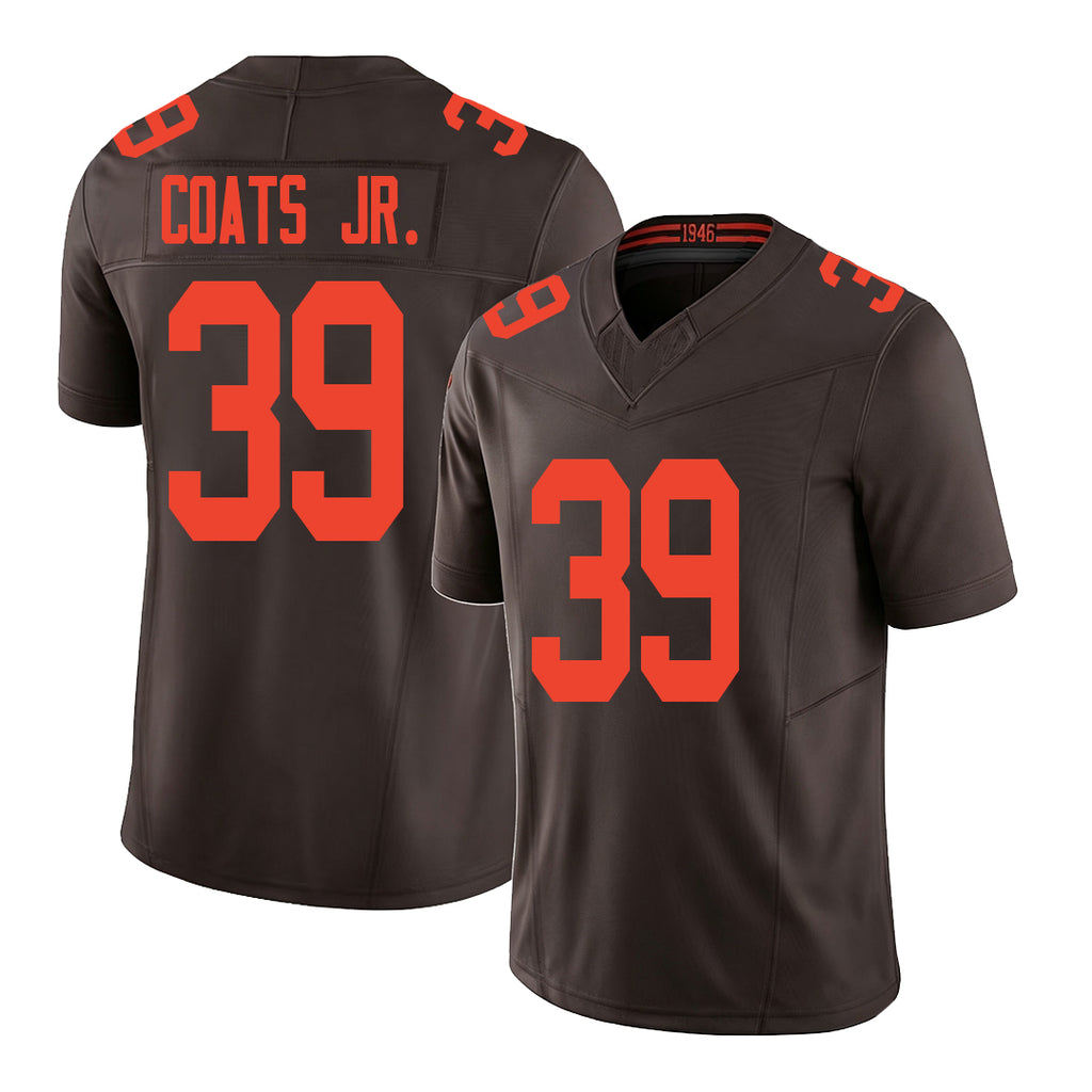 Cleveland #39 Coats Jr. Player Football V Neck Short Sleeve Brown Jersey Michael For Men Youth Women Gift
