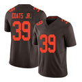 Cleveland #39 Coats Jr. Player Football V Neck Short Sleeve Brown Jersey Michael For Men Youth Women Gift
