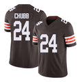 Cleveland #24 Chubb Player Football V Neck Short Sleeve Brown Jersey Nick For Men Youth Women Gift