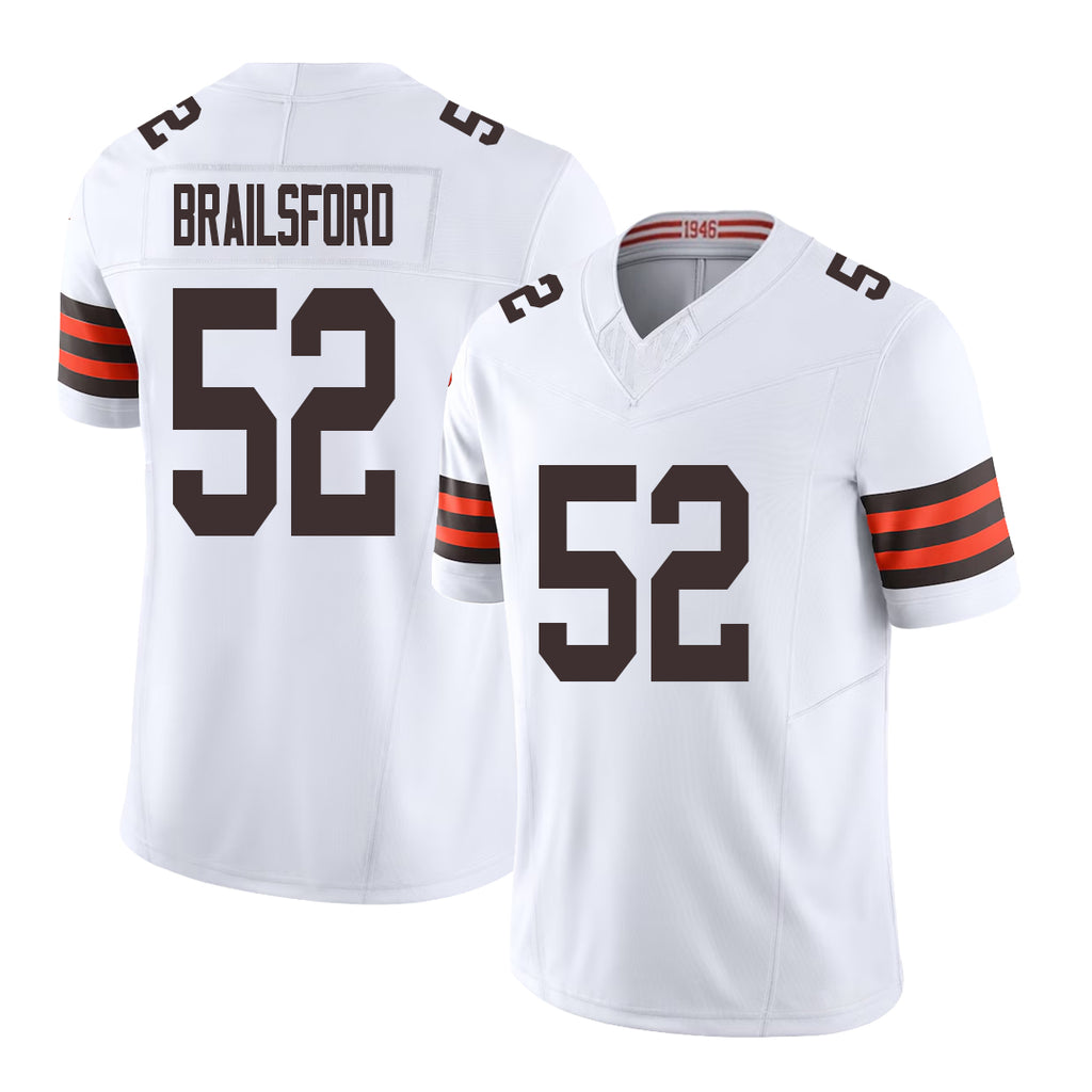 Cleveland #52 Brailsford Player Football V Neck Short Sleeve White Jersey Parker For Men Youth Women Gift
