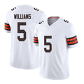 Cleveland #5 Williams Player Football V Neck Short Sleeve White Jersey Quincy For Men Youth Women Gift