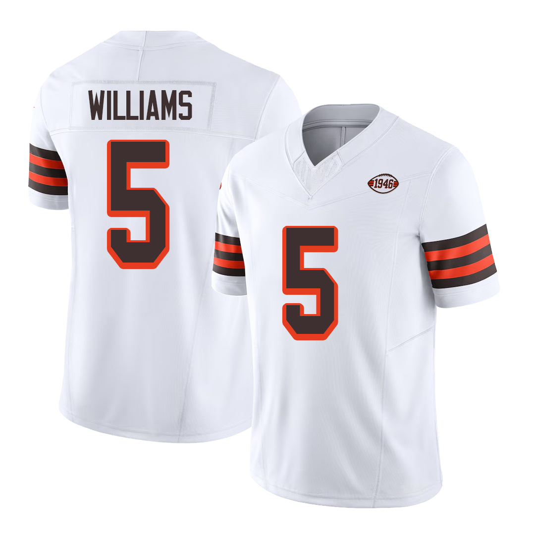 Cleveland #5 Williams Player Football V Neck Short Sleeve Jersey White Quincy For Men Youth Women Gift