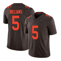 Cleveland #5 Williams Player Football V Neck Short Sleeve Brown Jersey Quincy For Men Youth Women Gift