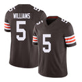 Cleveland #5 Williams Player Football V Neck Short Sleeve Brown Jersey Quincy For Men Youth Women Gift