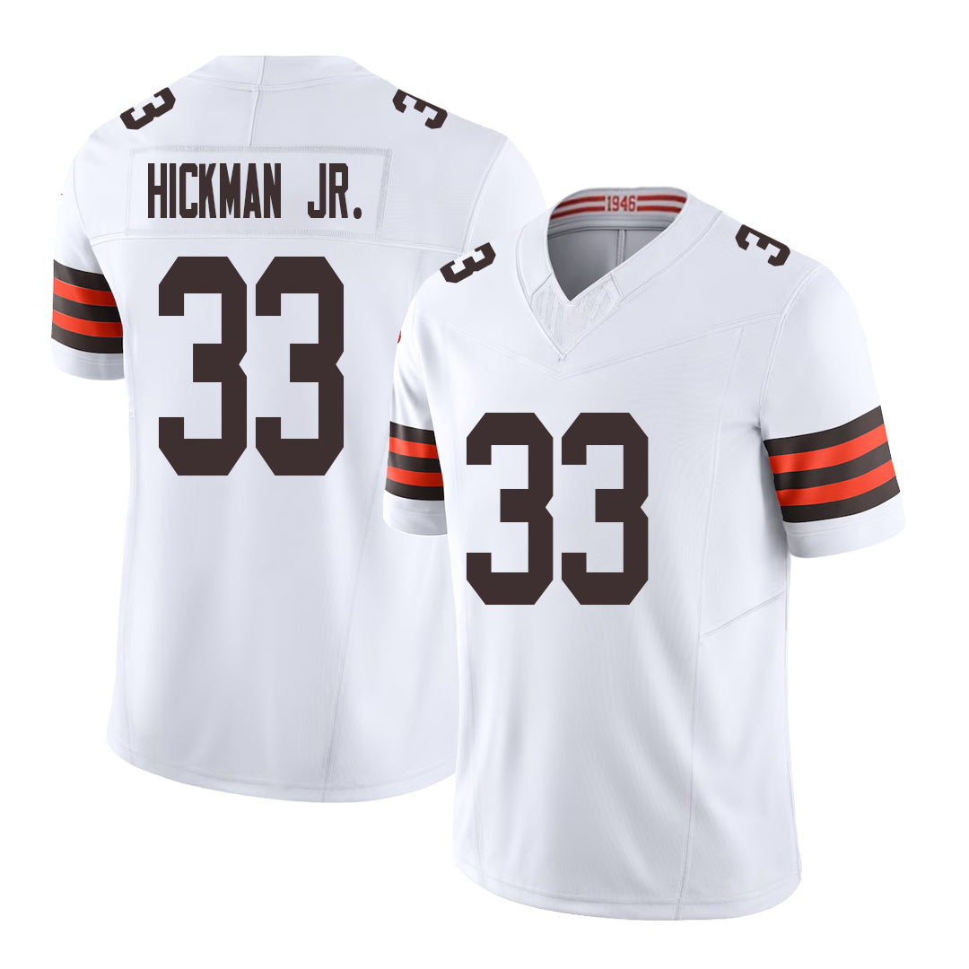 Cleveland #33 Hickman Jr. Player Football V Neck Short Sleeve White Jersey Ronnie For Men Youth Women Gift