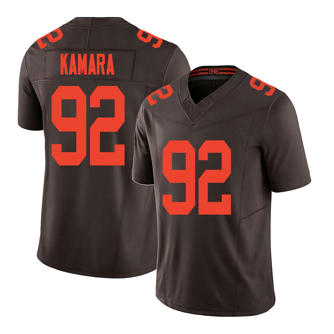 Cleveland #92 Kamara Player Football V Neck Short Sleeve Brown Jersey Sam For Men Youth Women Gift