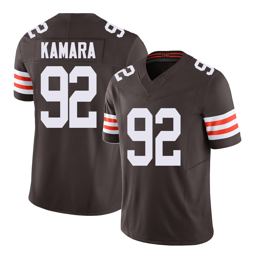 Cleveland #92 Kamara Player Football V Neck Short Sleeve Brown Jersey Sam For Men Youth Women Gift
