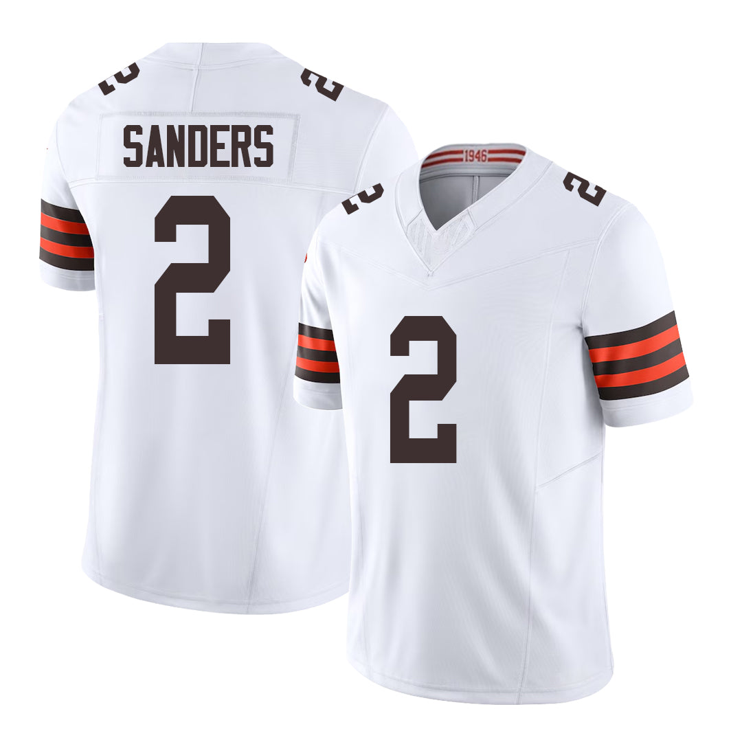 Cleveland #2 Sanders Player Football V Neck Short Sleeve White Jersey Shedeur For Men Youth Women Gift