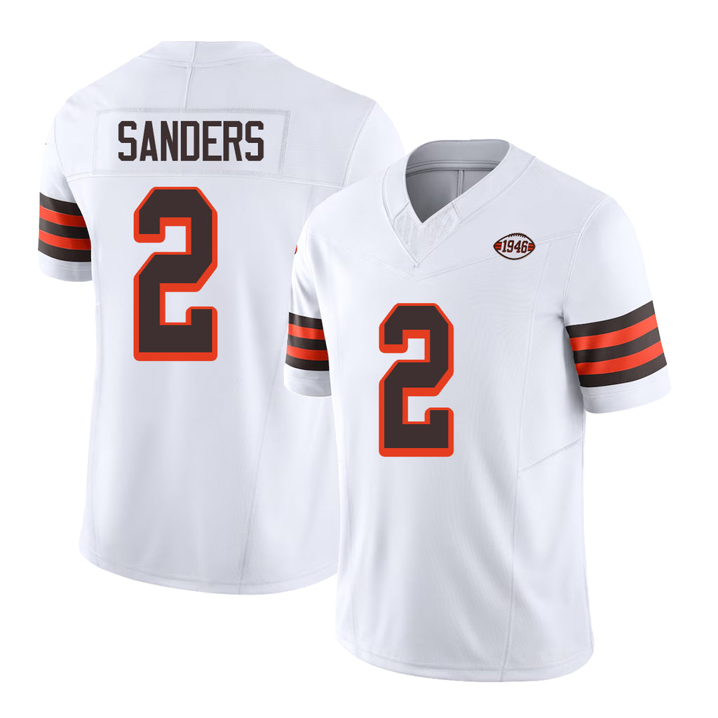 Cleveland #2 Sanders Player Football V Neck Short Sleeve Jersey White Shedeur For Men Youth Women Gift