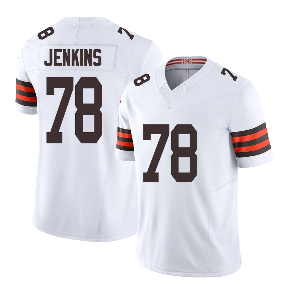 Cleveland #78 Jenkins Player Football V Neck Short Sleeve White Jersey Teven For Men Youth Women Gift