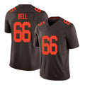 Cleveland #66 Bell Player Football V Neck Short Sleeve Brown Jersey Travis For Men Youth Women Gift