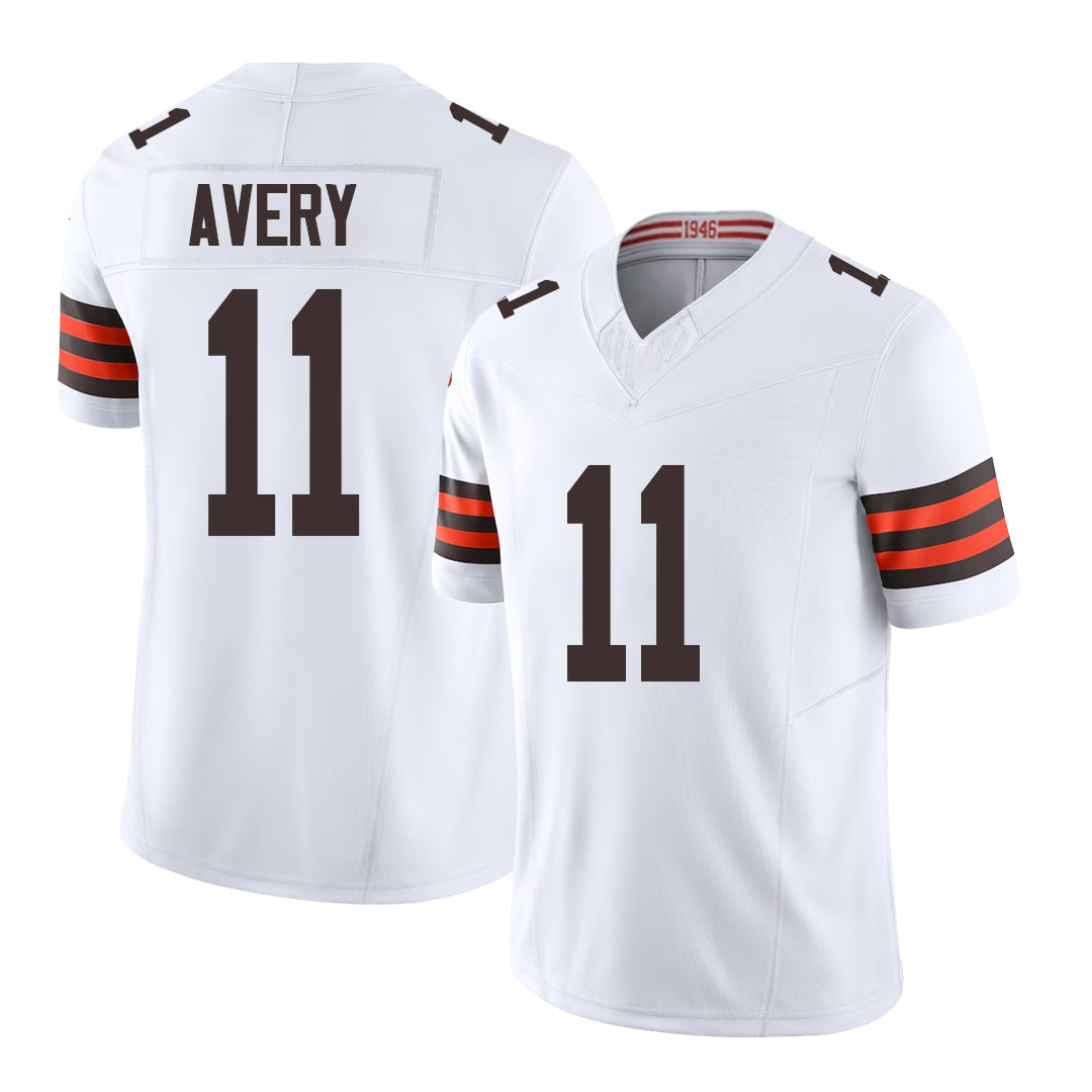 Cleveland #11 Avery Player Football V Neck Short Sleeve White Jersey Tre For Men Youth Women Gift