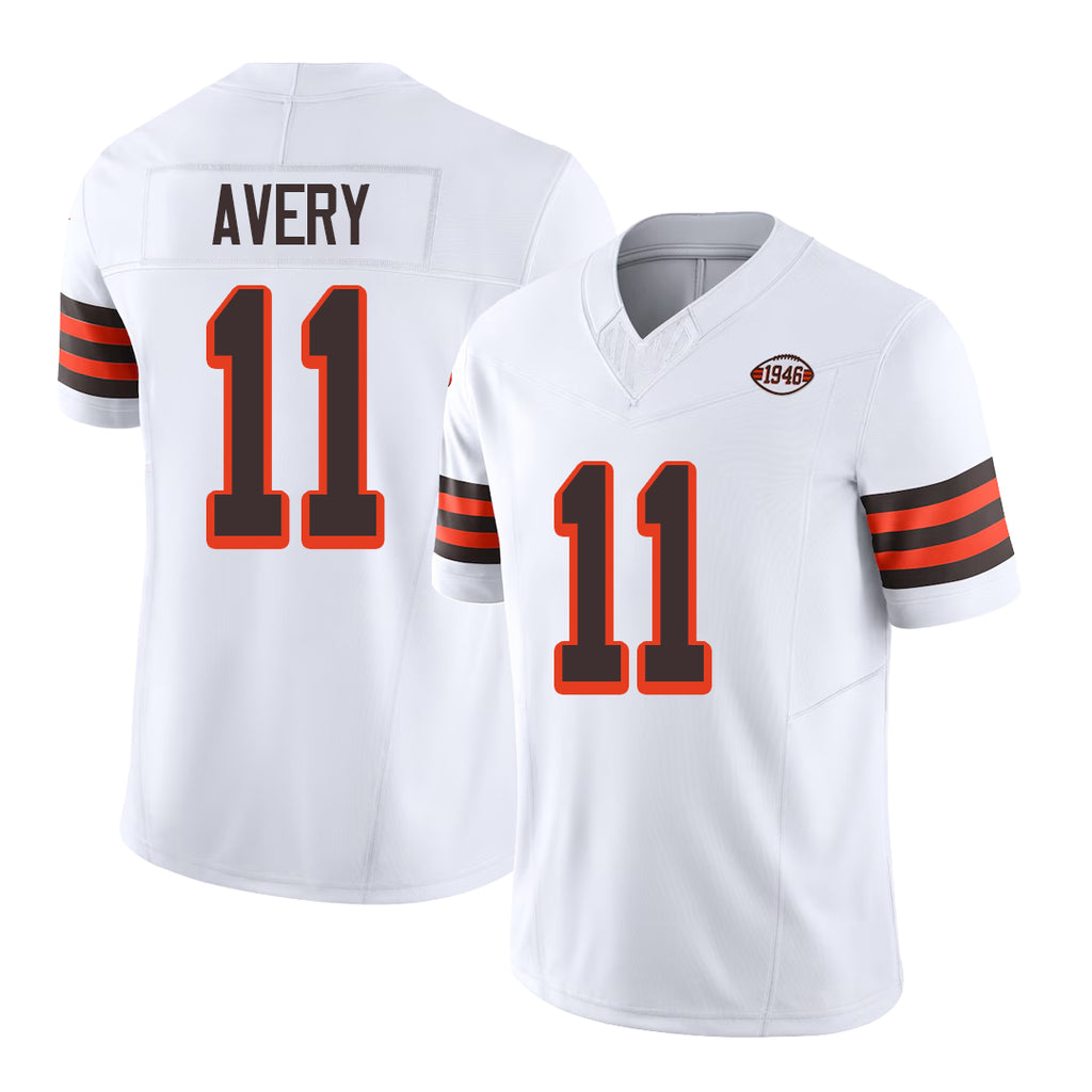 Cleveland #11 Avery Player Football V Neck Short Sleeve Jersey White Tre For Men Youth Women Gift