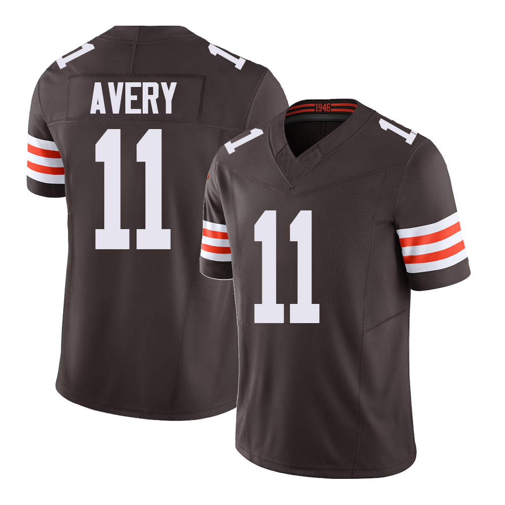Cleveland #11 Avery Player Football V Neck Short Sleeve Brown Jersey Tre For Men Youth Women Gift