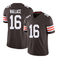 Cleveland #16 Wallace Player Football V Neck Short Sleeve Brown Jersey Tylan For Men Youth Women Gift