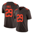 Cleveland #29 Hall Player Football V Neck Short Sleeve Brown Jersey TylerFor Men Youth Women Gift