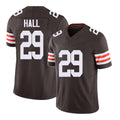 Cleveland #29 Hall Player Football V Neck Short Sleeve Brown Jersey Tyler For Men Youth Women Gift