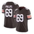 Cleveland #69 Phillips Player Football V Neck Short Sleeve Brown Jersey Tyre For Men Youth Women Gift