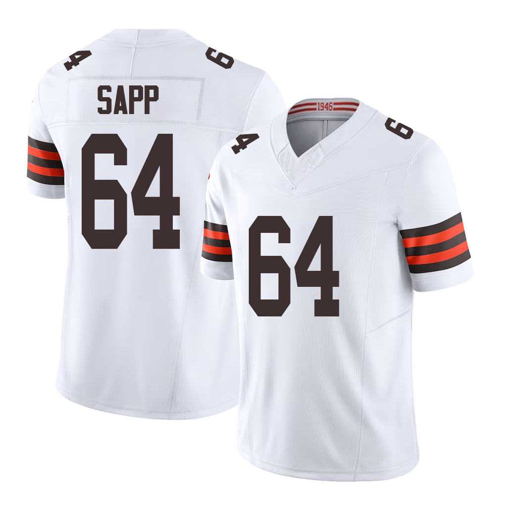 Cleveland #64 Sapp Player Football V Neck Short Sleeve White Jersey Tyreak For Men Youth Women Gift