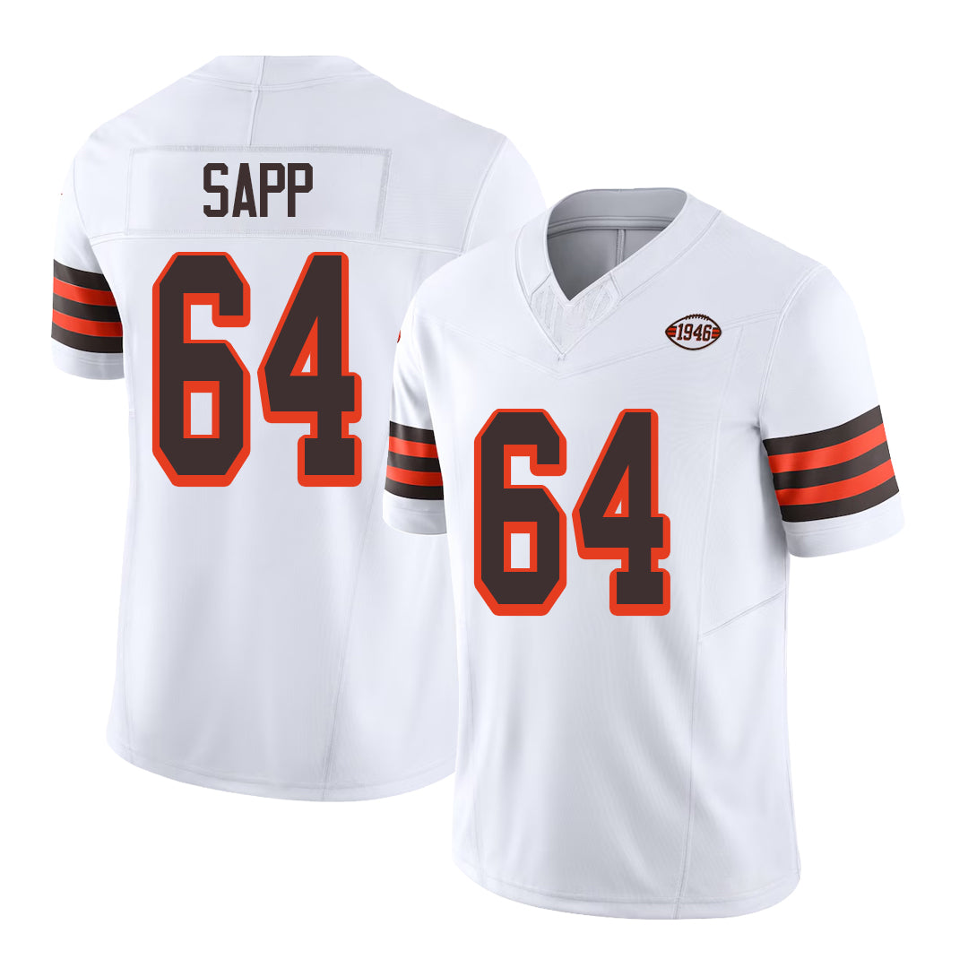 Cleveland #64 Sapp Player Football V Neck Short Sleeve Jersey White Tyreak For Men Youth Women Gift