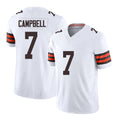 Cleveland #7 Campbell Player Football V Neck Short Sleeve White Jersey Tyson For Men Youth Women Gift