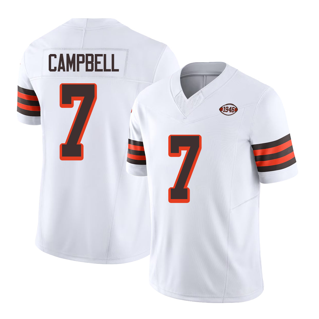 Cleveland #7 Campbell Player Football V Neck Short Sleeve Jersey White Tyson For Men Youth Women Gift