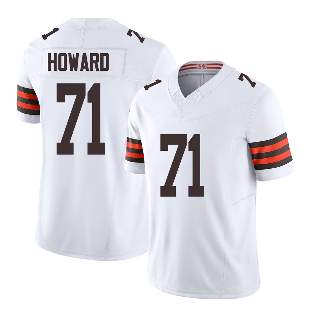 Cleveland #71 Howard Player Football V Neck Short Sleeve White Jersey Tytus For Men Youth Women Gift