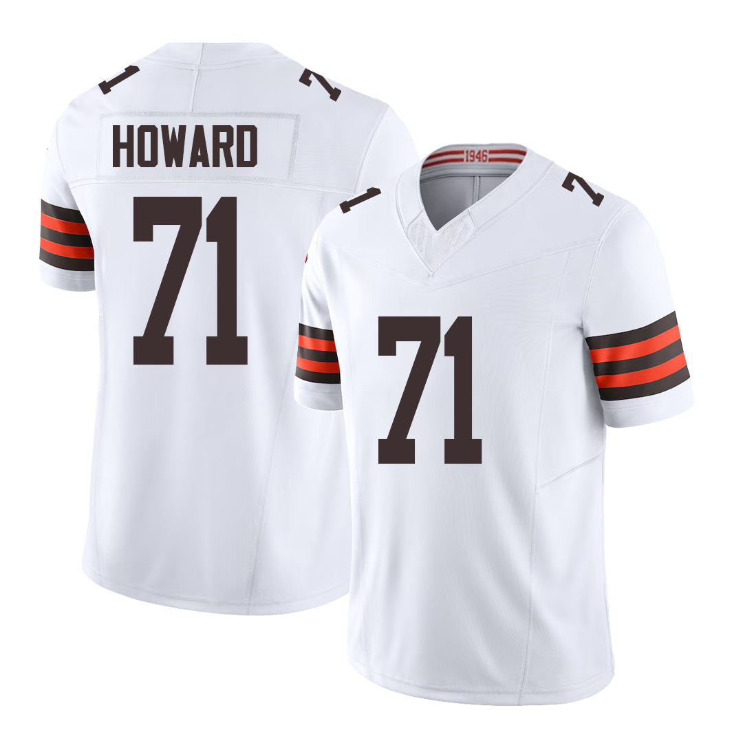 Cleveland #71 Howard Player Football V Neck Short Sleeve White Jersey Tytus For Men Youth Women Gift