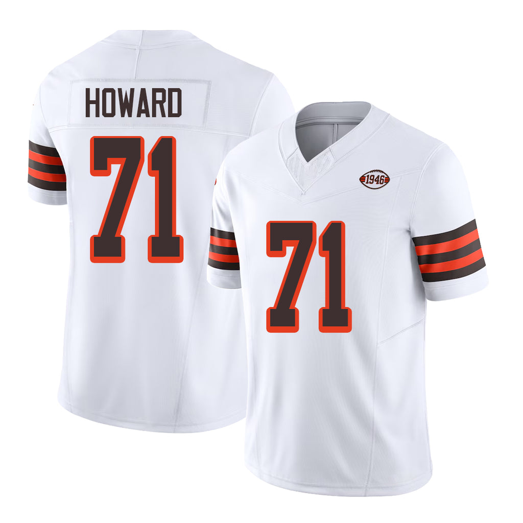 Cleveland #71 Howard Player Football V Neck Short Sleeve Jersey White Tytus For Men Youth Women Gift
