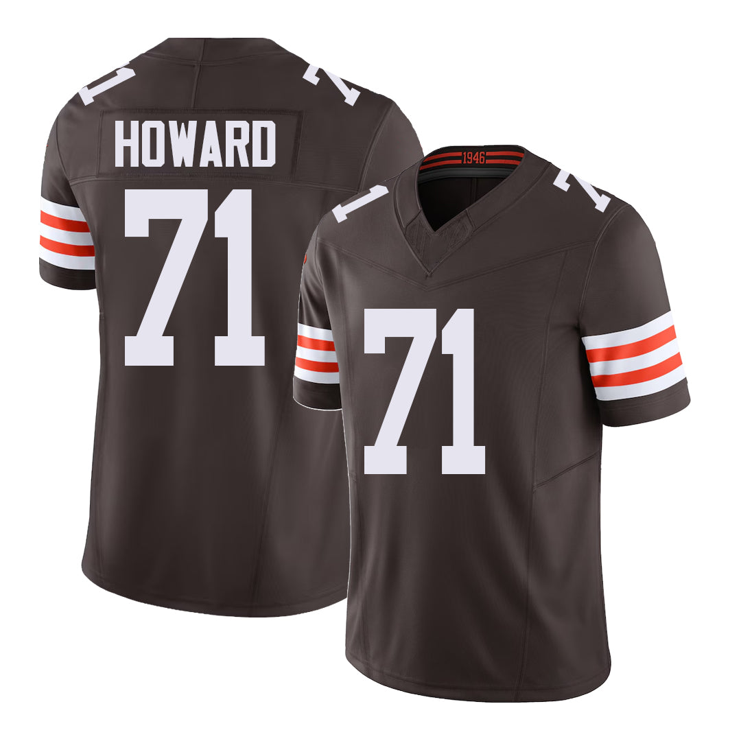 Cleveland #71 Howard Player Football V Neck Short Sleeve Brown Jersey Tytus For Men Youth Women Gift