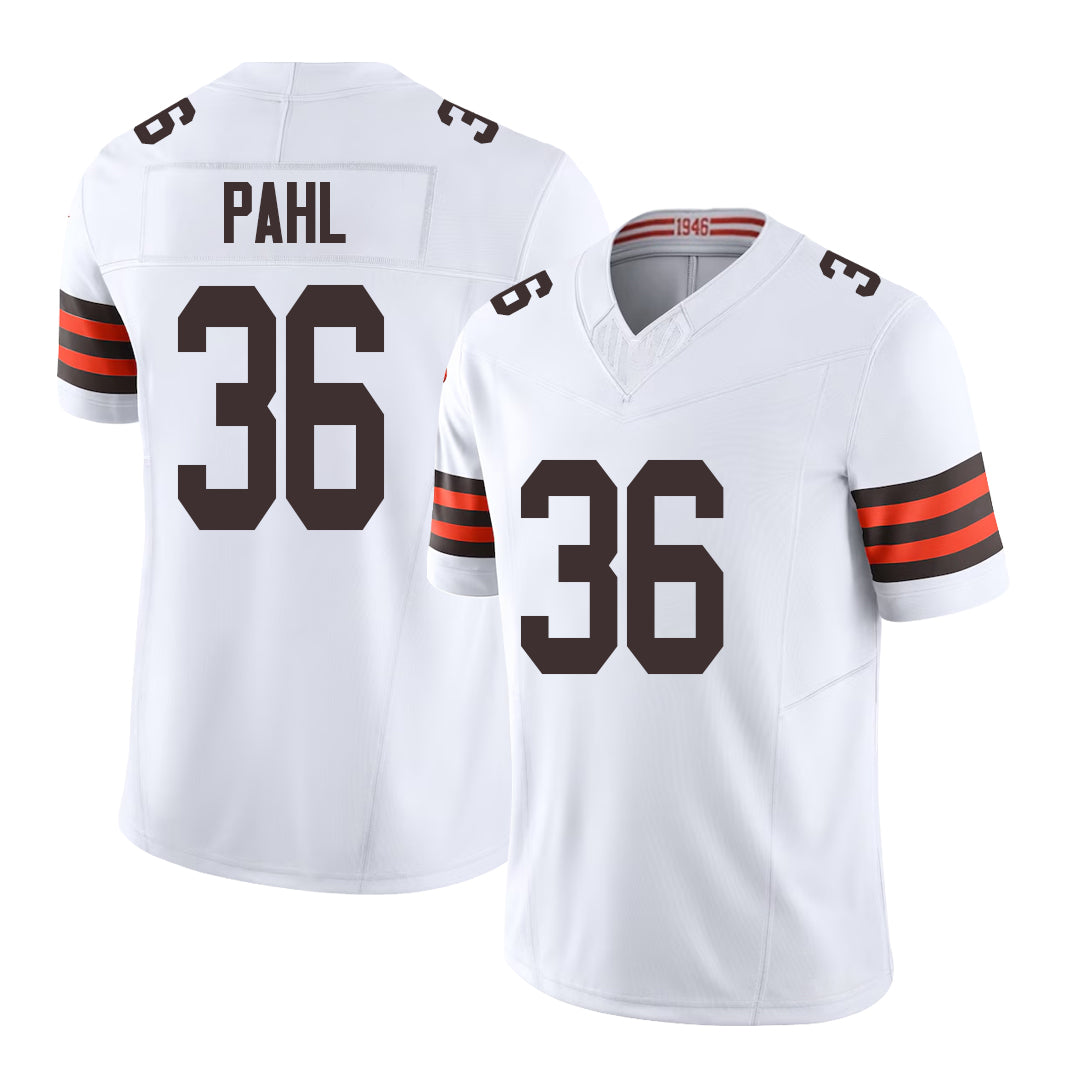 Cleveland #36 Pahl Player Football V Neck Short Sleeve White Jersey Wes For Men Youth Women Gift
