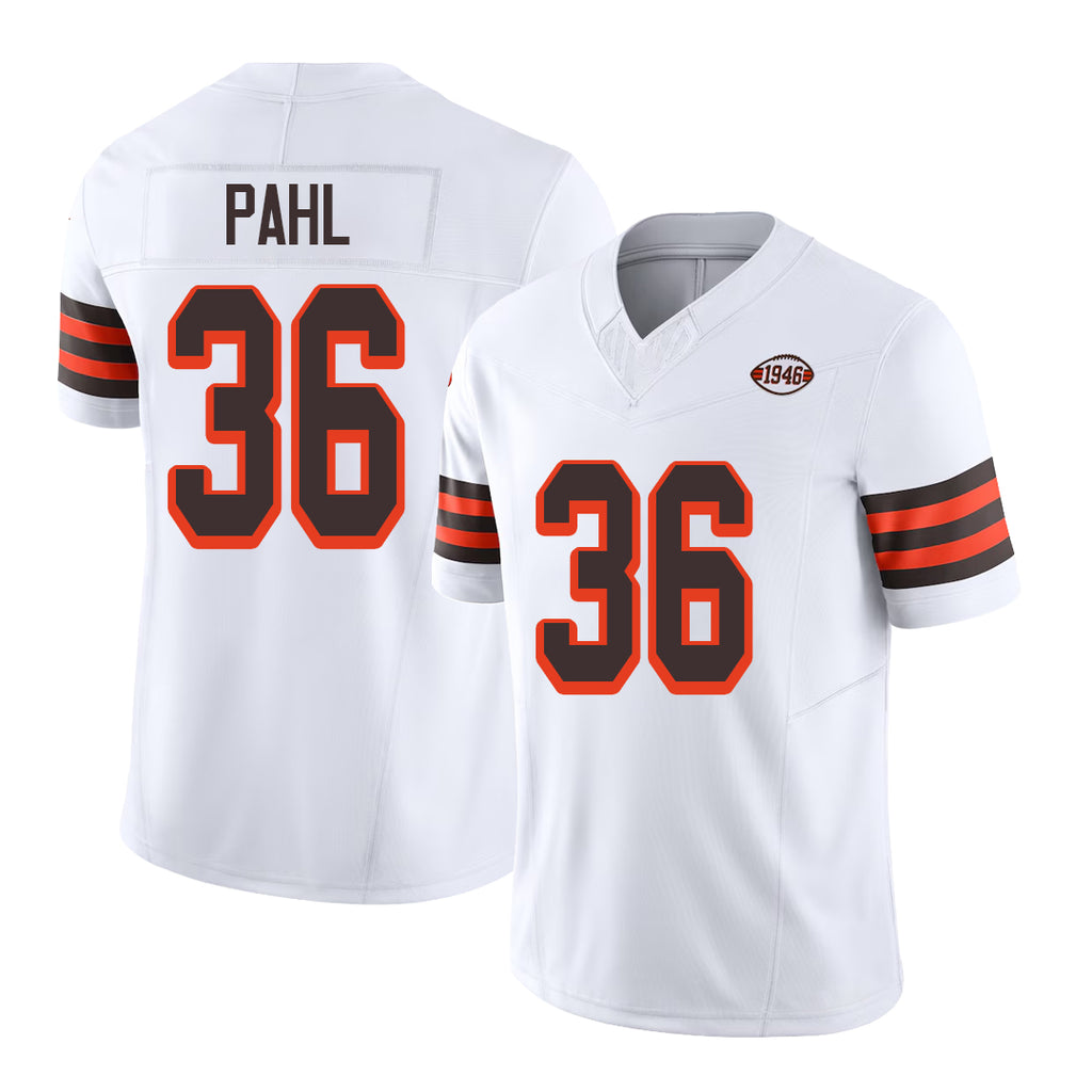 Cleveland #36 Pahl Player Football V Neck Short Sleeve Jersey White Wes For Men Youth Women Gift