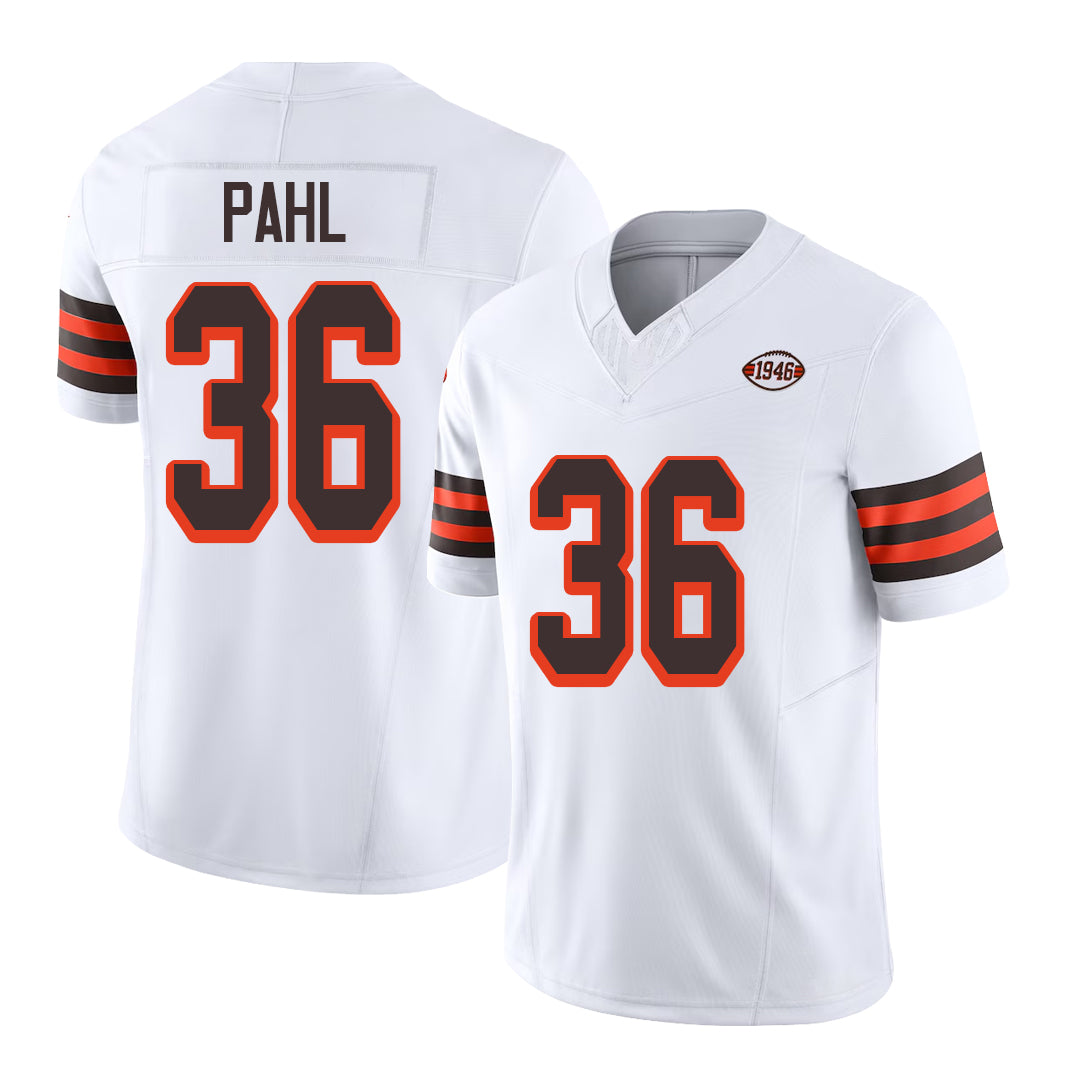 Cleveland #36 Pahl Player Football V Neck Short Sleeve Jersey White Wes For Men Youth Women Gift