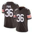 Cleveland #36 Pahl Player Football V Neck Short Sleeve Brown Jersey Wes For Men Youth Women Gift