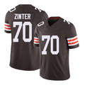 Cleveland #70 Zinter Player Football V Neck Short Sleeve Brown Jersey Zak For Men Youth Women Gift